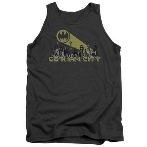 Trevco Batman-Gotham Skyline - Adult Tank Top - Charcoal, 2X