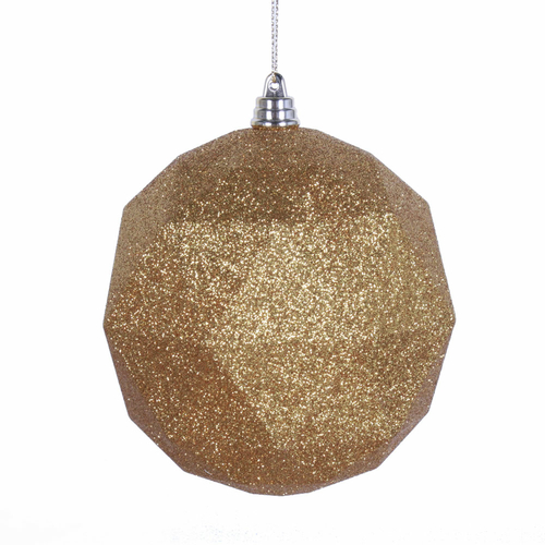 8 in. Antiqueue Gold Glitter Geometric Christmas Ornament Ball