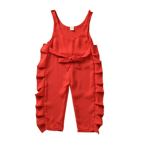 US STOCK Kids Baby Girl Ruffle Bib Pants Romper
