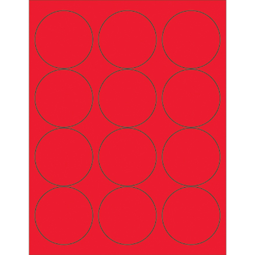 Box Partners LL194RD 2.5 in. Fluorescent Red Circle Laser Labels - Pac