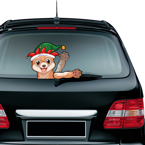 Shiba Inu Waving Wiper Decals PVC Rear Window