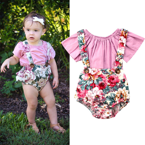 Newborn Kids Baby Girl Clothing Summer Flowers