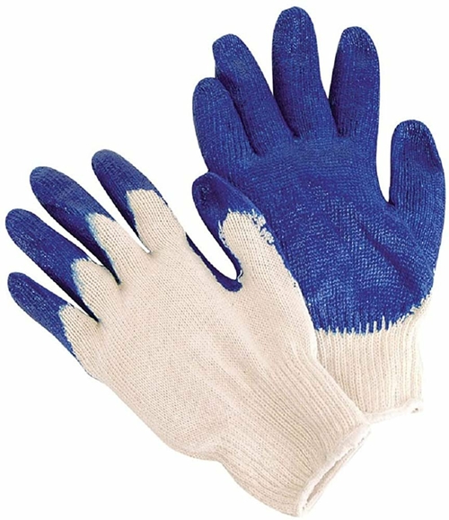 Pack of 24 Blue Latex Palm Coated Knit Gloves 9" L Size. Cotton