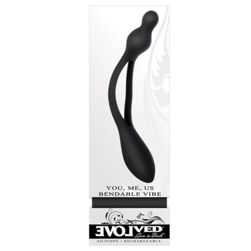 Evolved You, Me, Us Rechargeable Poseable Silicone Vibrator Black