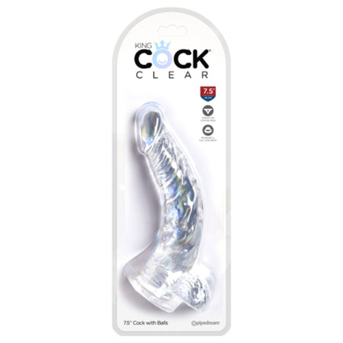 Pipedream King Cock Clear 7.5 in. Cock With Balls Realistic Suction