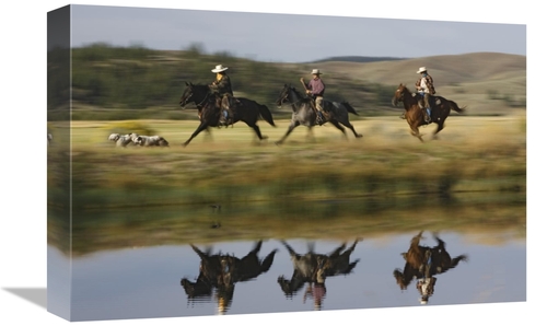 Global Gallery GCS-452598-1218-142 12 x 18 in. Cowboys Riding Horses w