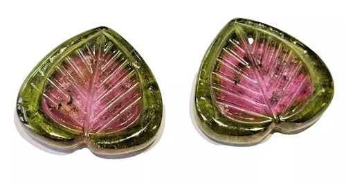 Natural Watermelon Carving Tourmaline pair - 23.11cts