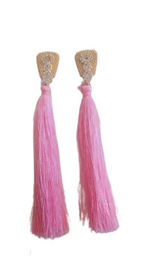 Handmade Tassel Stud Earrings for Women's & Girl's (Lite Pink)