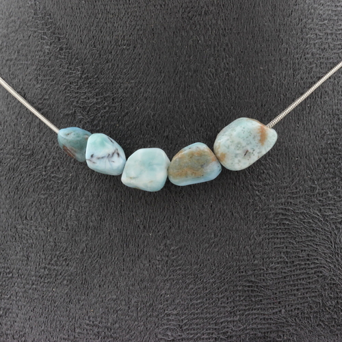 Larimar from the Dominican Republic 5 beads necklace. 