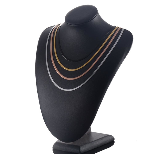 Width 3mm Stainless Steel Flat Necklace Gold and