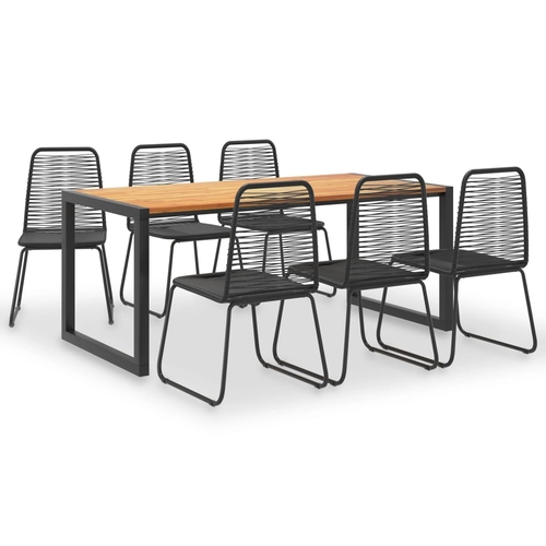 5 Piece Outdoor Dining Set Solid Acacia Wood and Poly Rattan