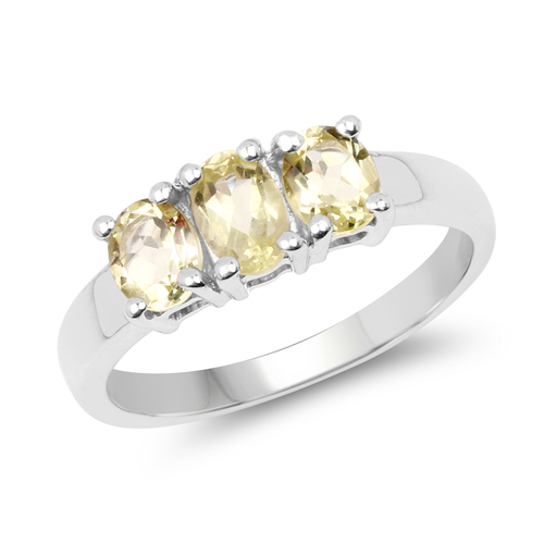 1.18 Carat Genuine Lemon Quartz .925 Sterling Silver Ring