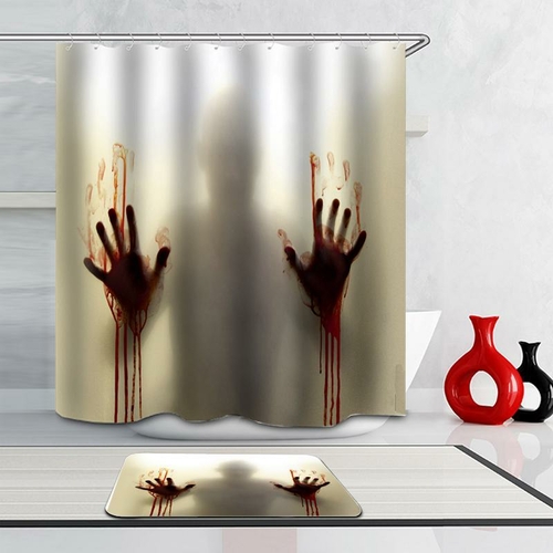 Men's Bloody Hands Shadow Shower Curtain