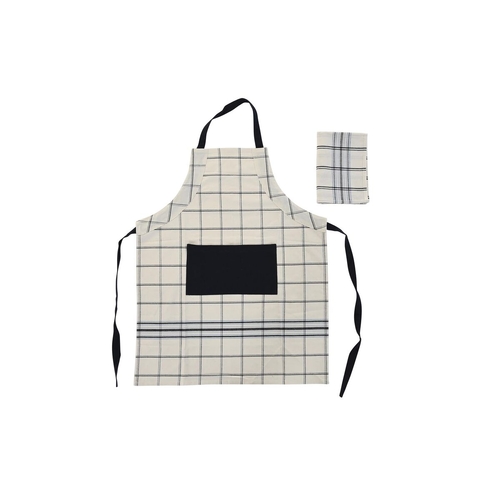 Apron with Pocket DKD Home Decor 70 x 1 x 85 cm Black Beige Blue