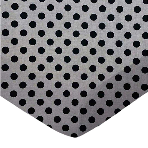 SheetWorld Fitted Moses Basket Sheet - 100% Cotton Woven - Black Polka