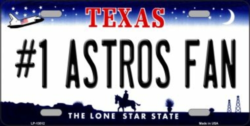 Smart Blonde LP-13512 6 x 12 in. Number 1 Astros Fan Novelty Metal Lic