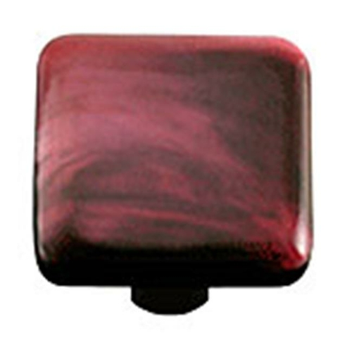 Hot Knobs HK2001-KB Swirl Dark Cranberry Square Glass Cabinet Knob - B