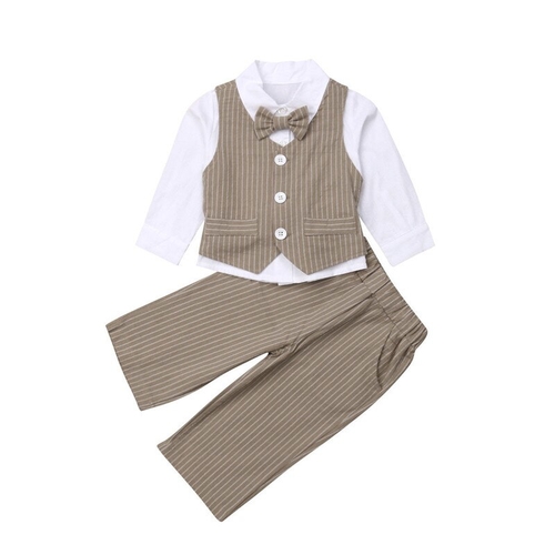 4PCS Newborn Toddler Kids Baby Boy Waistcoat+Bow