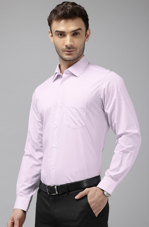 Mens Pure Cotton Custom Fit Geometric Printed Formal Shirt (Color