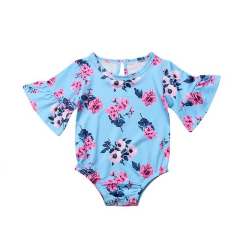 Newborn Baby Girl Flare Long Sleeve Romper 