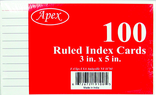 3" x 5" Ruled Index Cards - 100 Count