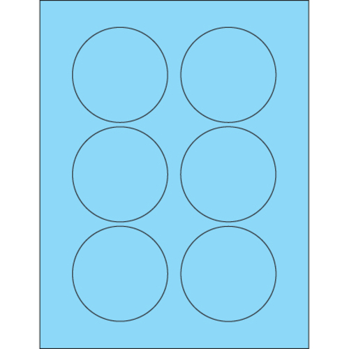 Tape Logic LL195BE 3 in. Fluorescent Pastel Blue Circle Laser Labels -