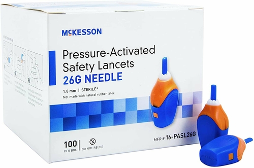 McKesson Case of 2000 Safety Lancet Needle Blue/Orange 1.8 mm.