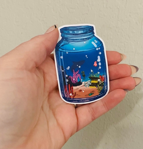 Ocean-World Jar Sticker/Magnet