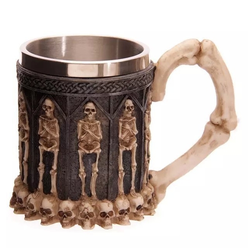 Stainless Steel Skull Crypt Tankard 3D Mug