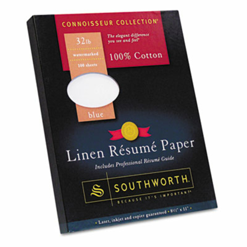 Southworth RD18BCFLN 100 Percent Cotton Linen Resume Paper  Blue  32 l