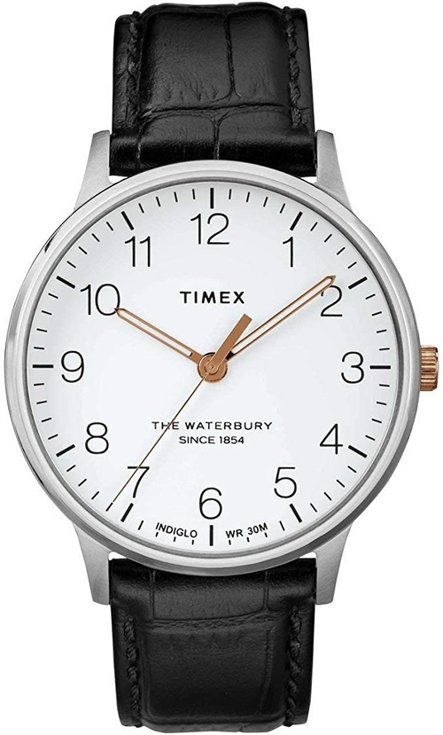 Timex TW2R71300 Waterbury Classic Leather Mens Watch, Stainless St