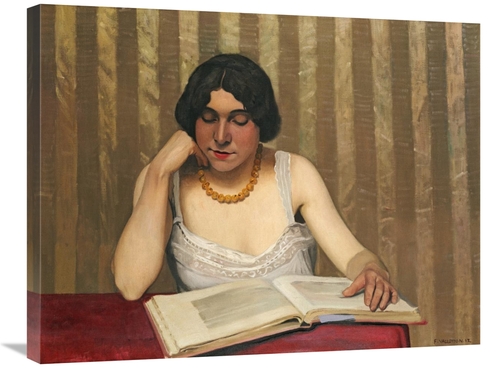 Global Gallery GCS-267477-30-142 30 in. Reader with a Yellow Necklace 