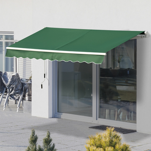 Outsunny 12' x 10' Manual Retractable Awning Sunshade Shelter Outdoor