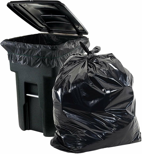 Pack of 200 Black Polyethylene Trash Bags 38 x 60. LDPE 60 Gallon