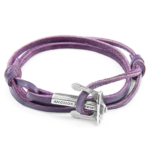 Grape Purple Union Silver & Flat Leather Bracelet