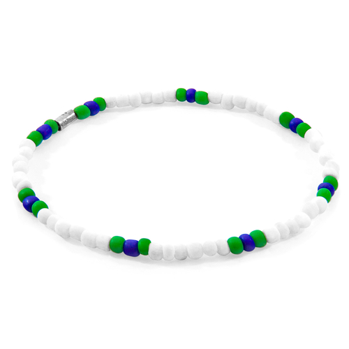 White - Green Oscar Silver and Glass SKINNY Bracelet