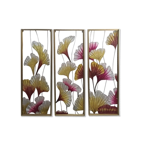 Canvas DKD Home Decor 3 Pieces Tropical Leaf of a plant (122 x 3 x 122