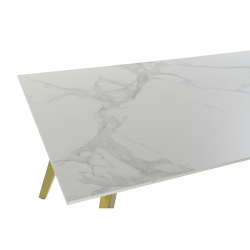 Dining Table DKD Home Decor Ceramic Golden Metal White 160 x 90 x 76