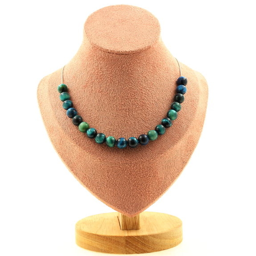 Light blue Tiger's Eye 8 mm 20 beads necklace. 