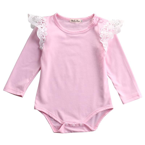 Newborn Lace Long Sleeve Cotton Bodysuit Baby Girl