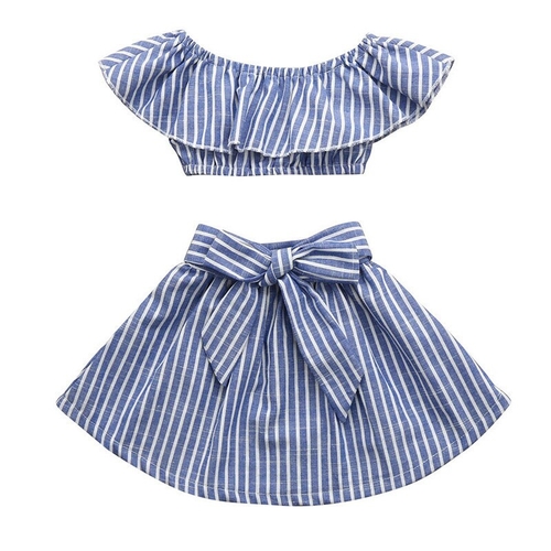 2Pcs Toddler Baby Girls Summer Clothes Set Ruffles