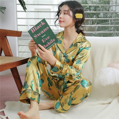 Flower Print 2019 Summer Women Pajamas Sets Pants