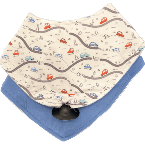 Fast and Furious Blue - Doodalou Bamboo Bandana Baby Bib Combo