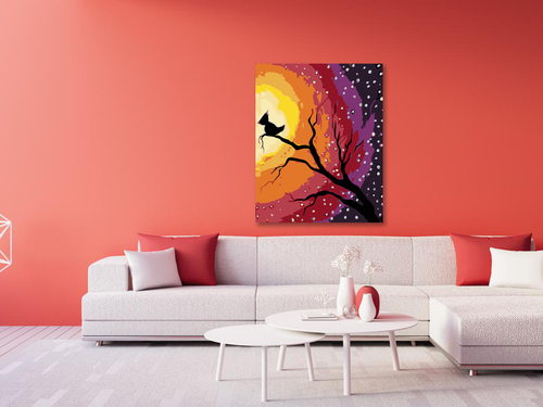 Paint by Numbers - BIRD ON A BRANCH AND THE NIGHT SKY