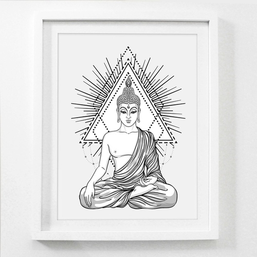 Sitting Buddha Wall Art Print And Poster , Hand