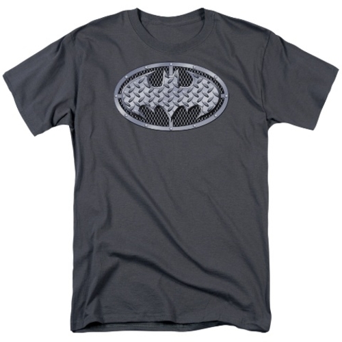 Batman-Steel Mesh Shield - Short Sleeve Adult 18-1 Tee - Charcoal,