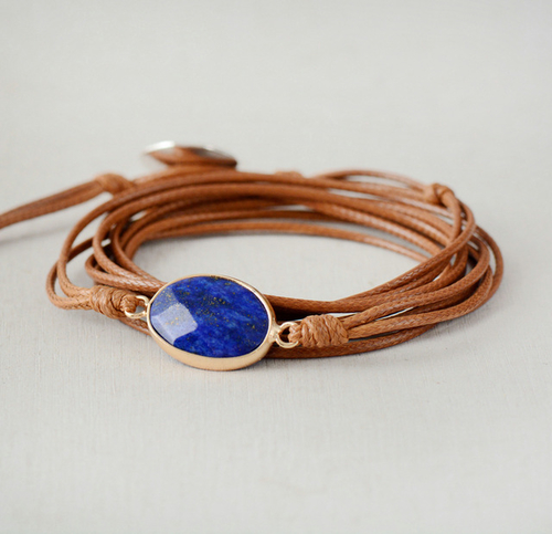 Multilayers Wrap Bracelet Lapis Lazuli Bohemian