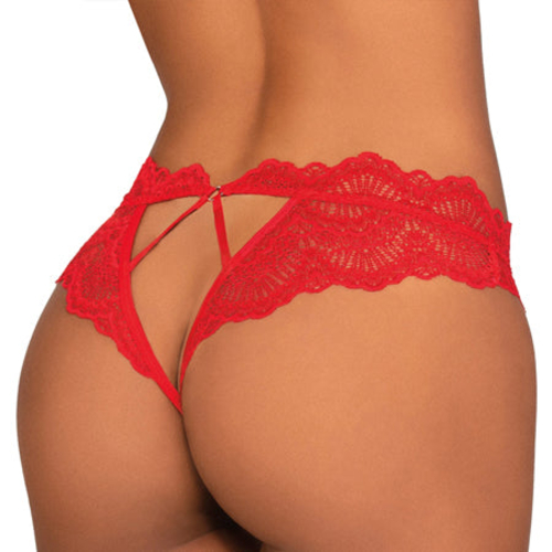 Dreamgirl Lace Tanga Open-Crotch Panty and Elastic Open Back Detail