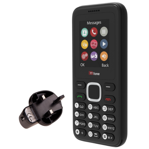 TTfone TT150 Black Dual SIM with Mains Charger, Giff Gaff Pay As You