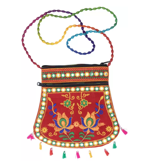 RED Two Flower Women Sling Bag